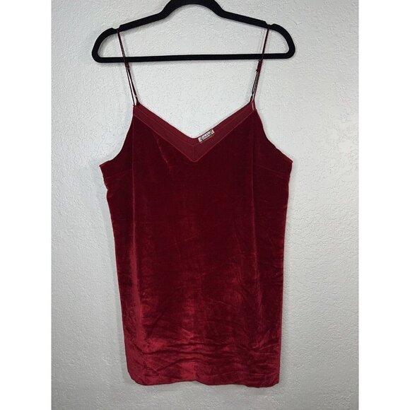 Free People Velvet Cami Very Red Size Large Tank Top Loose Side Slits Women’s 1E - Picture 3 of 8